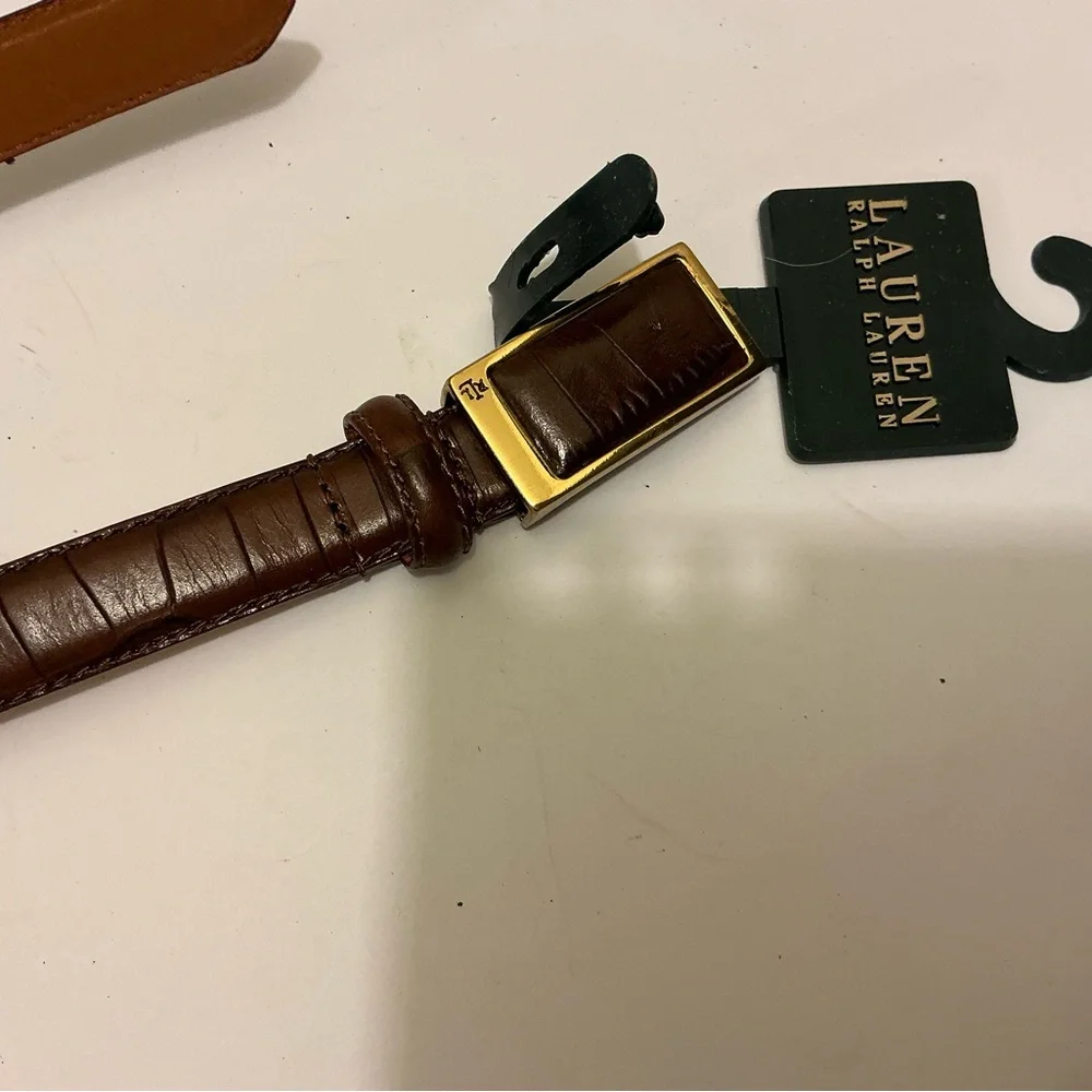New Lauren Ralph Lauren Brown Leather Belt skinny size L